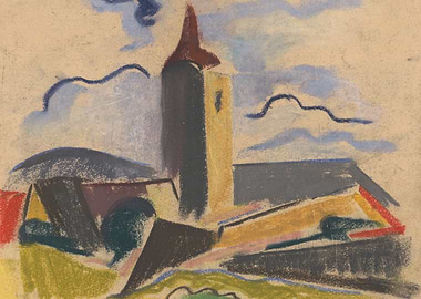 Abstract Village Landscape with Tower
