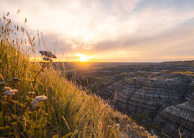 Sunset over the Alberta Badlands