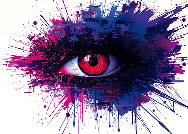 Abstract Eye with Splatter Art
