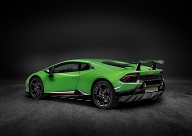Green Lamborghini Huracan Rear View