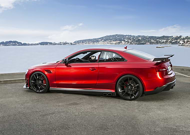 Red Audi RS5 Coupe by the sea