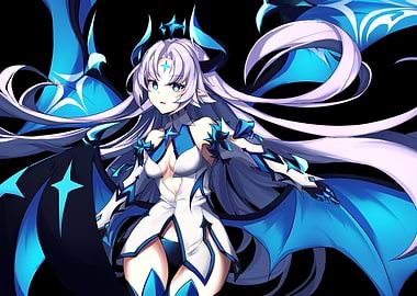 Anime Girl with Blue and White Outfit