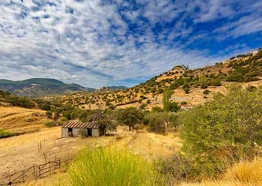 Rural Landscape with Old Building, Lesbos, Greece