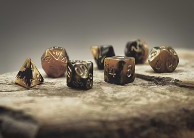Set of Dice on Stone Surface