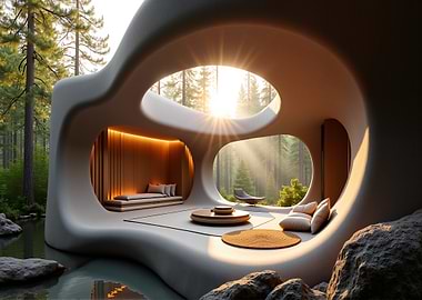 Modern pod house in nature