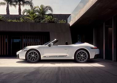 White Porsche 911 Carrera T in Concrete Oasis