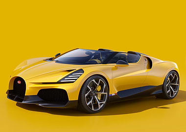 Yellow Bugatti Roadster on Yellow Background