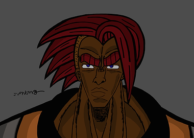 Anime-style character portrait with red hair