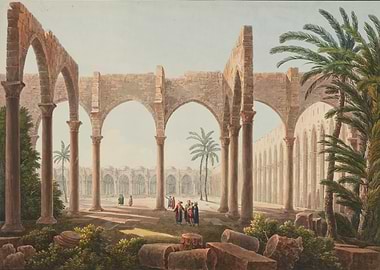 Ancient Ruins with Arches and Figures