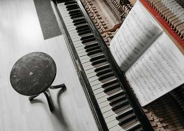Vintage Piano with Sheet Music