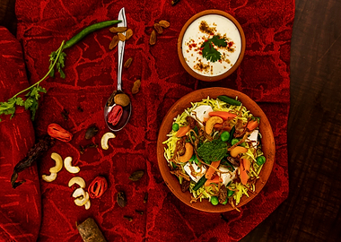 Delicious Biryani Dish with Raita