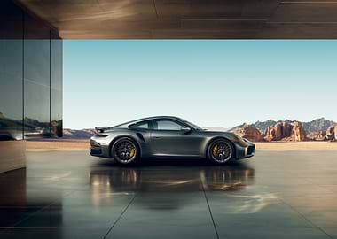 Sleek Porsche 911 in Desert Oasis
