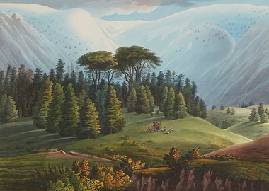 Mountain Landscape with Figures Painting