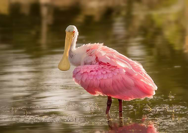 Roseate Spoonbill in Water
