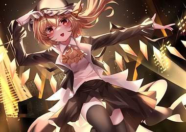 Anime Girl with Golden Background