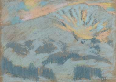 Mountain landscape pastel drawing