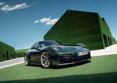 Porsche 911 Amidst Verdant Architecture