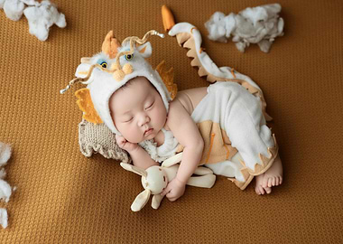 Sleeping Baby in Dragon Costume