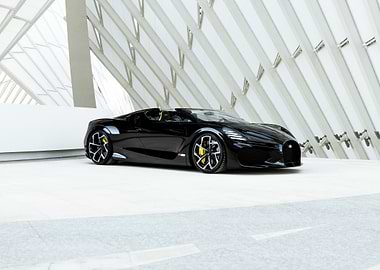 Sleek Black Bugatti Roadster