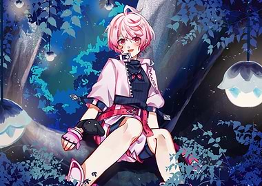 Anime Girl in Enchanted Forest