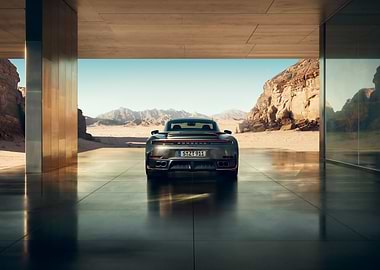 Sleek Porsche, Vast Desert Horizon