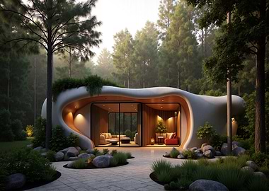 Modern Eco-Friendly Home in Forest Setting