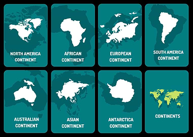 World Continents Map Illustration