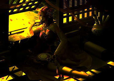 Woman in Traditional Asian Setting