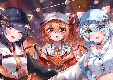 Anime Girls with Cat Ears Illustration