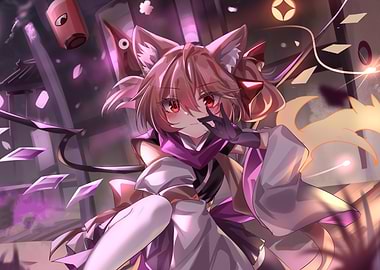 Anime Fox Girl with Multiple Tails