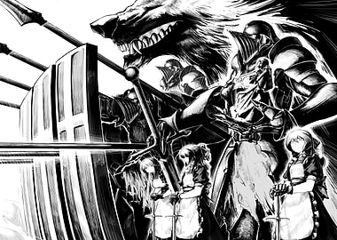 Monochrome Fantasy Army Illustration