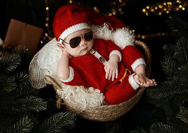 Cool Santa Baby in Basket