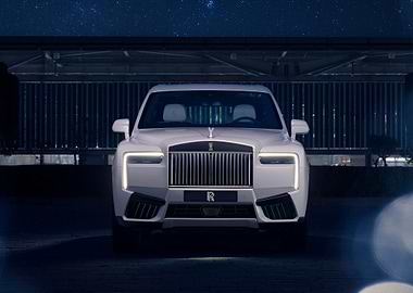 white rolls royce at night