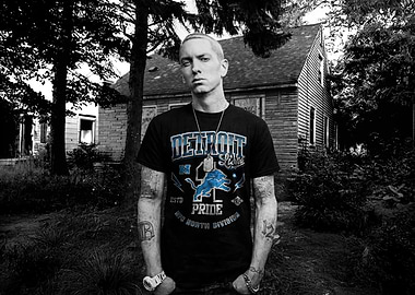 Eminem in Detroit Lions T-shirt