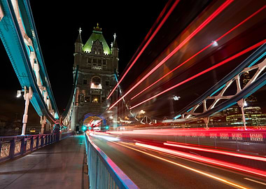Tower Bridge at Night with Light Trails