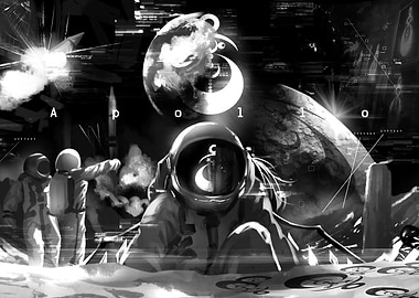 Apollo: Monochrome Space Exploration Art