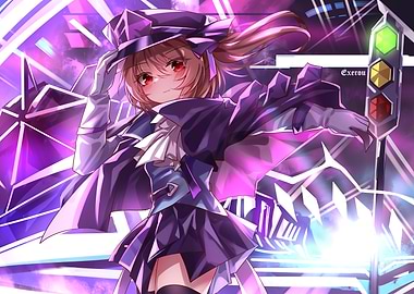 Anime Girl with Traffic Light Staff