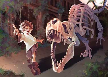 Boy and Dinosaur Skeleton Adventure