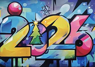 Colorful 2026 New Year Graffiti Art