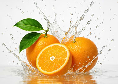 Oranges with Water Splash