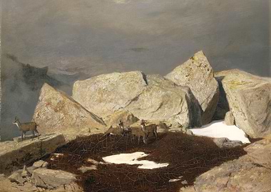 Mountain Landscape with Chamois