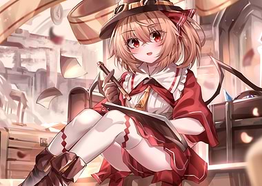 Anime Girl Drawing in a Room