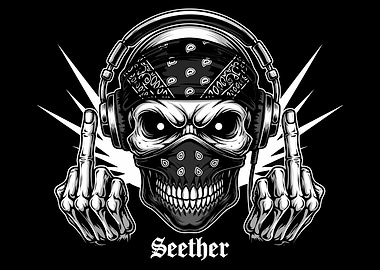 Seether Skull with Headphones Illustration