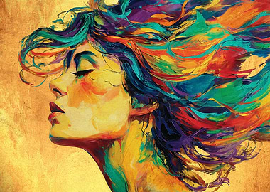 Colorful Woman Portrait Painting