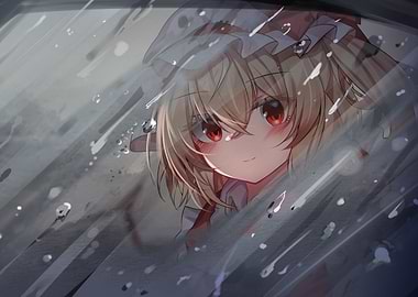 Anime Girl in Rain Digital Art