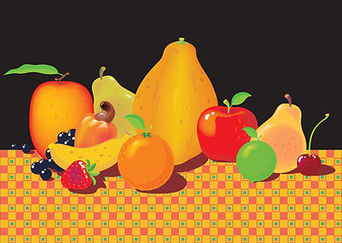 Colorful Still Life of Assorted Fruits