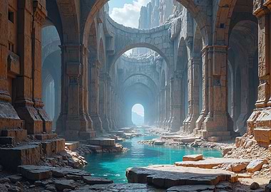 Ancient Ruins with Turquoise Waterway