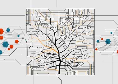 Abstract Tech Tree Illustration