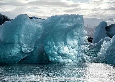 Blue Iceberg in Jokulsarlon Glacier Lagoon
