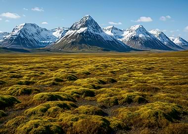 Icelandic Landscape with Mountains and Moss
